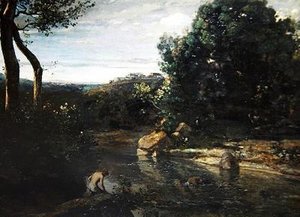 Olaszország vagy olasz táj benyomása alkotó: Jean Baptiste Camille Corot