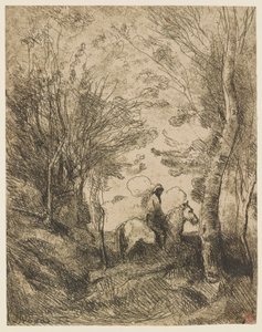 Le grand cavalier sous bois (A nagy lovas az erdőben) alkotó: Jean-Baptiste-Camille Corot
