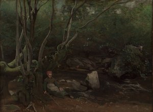 Lormes: Kecske-lány egy erdei patak mellett ülve