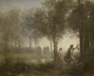 Orpheus, aki az alvilágból vezeti Euridikét, 1861 alkotó: Jean Baptiste Camille Corot