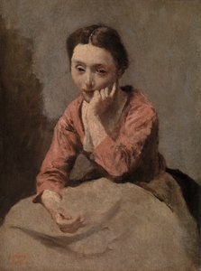 Töprengő fiatal nő (Jeune femme pensive) alkotó: Jean-Baptiste-Camille Corot