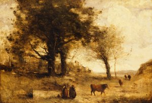 A tehenek és a kút, alkotó: Jean Baptiste Camille Corot