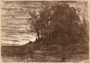 A Remete erdő, vagy a Trasimene-tó partja alkotó: Jean Baptiste Camille Corot