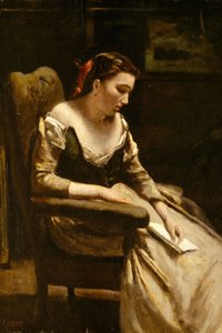 The Letter, 1865 körül (olaj, fa) alkotó: Jean Baptiste Camille Corot
