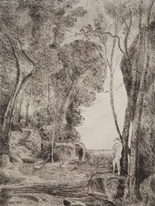 A kis pásztor, eredeti lenyomat 1855, nyomtatva 1921-ben. alkotó: Jean Baptiste Camille Corot