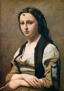 The Woman with the Pearl, 1842 alkotó: Jean Baptiste Camille Corot