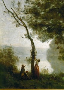 Fa és nő. Mortefontaine-i emléktárgy, Franciaország ... alkotó: Jean-Baptiste-Camille Corot
