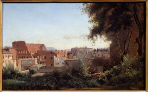 Kilátás a Colosseo-ra (Colosseo) Rómában a Farnese Gardensből Camille Corot (1796-1875) festménye 1826 V. 0,3x0,49 m alkotó: Jean Baptiste Camille Corot