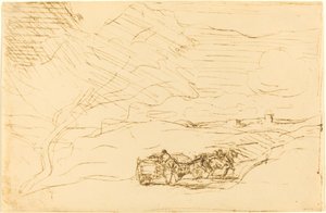 Kocsi megy városba Le Chariot allant a la ville, 1860. alkotó: Jean Baptiste Camille Corot