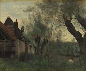 Fűzfa és parasztház Sainte-Catherine-lès-Arras-ban, 1871 alkotó: Jean Baptiste Camille Corot