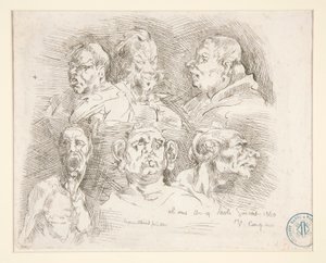 Vázlatok groteszk fejekről alkotó: Jean-Baptiste Carpeaux