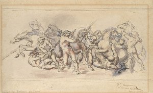 A Barberi-lovak versenyének kezdete, Róma, 1860. alkotó: Jean-Baptiste Carpeaux
