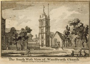 A Wandsworth-templom délnyugati nézete alkotó: Jean Baptiste Claude Chatelain