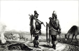 Charrua indiánok a "Voyage Pittoresque et Historique au Bresil"-ből, metszett C. Motte alkotó: Jean Baptiste Debret