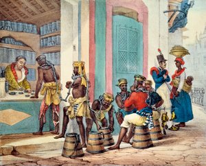 Menekült rabszolgák, akik dohányt vásárolnak egy Rio de Janeiro-i dohányboltból, 1835
