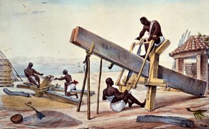 Rabszolga favágók, a „Pestői és történelmi utazás Brazíliába” című művéből, Thierry Freres metszete, 1835