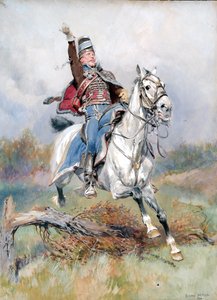 Egy francia lovas lovas, 1900 (wc és gouache papíron) alkotó: Jean-Baptiste Edouard Detaille