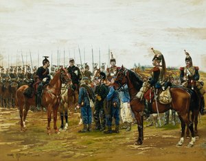 Bajor katonákat fogságban tartó francia Cuirassiers, 1875 alkotó: Jean-Baptiste Edouard Detaille