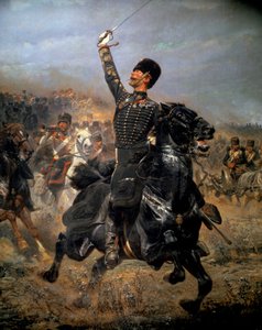 Üzemben, lovassági töltet (1870). Edouard Detaille festménye (1848-1912)