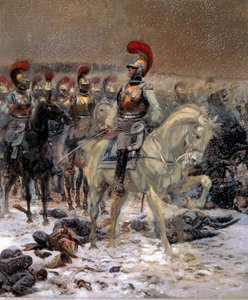 1812-es orosz hadjárat: "" Töltés előtt a karabinerek Winkowóban"" Jean-Baptiste-Edouard Detaille festménye (1848-1912) 19. század 0,89x0,79 m Párizs, Musee de l
