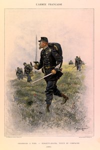 Jules Richard kapitány francia Armee-jének típusai és egyenruhái, illusztrálta Edouard Detaille (1848-1912): Lábvadászok: őrmester tábori ruhában 1885-ben, magángyűjtemény alkotó: Jean Baptiste Edouard Detaille