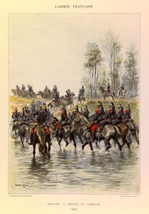 Jules Richard százados francia hadseregének típusai és egyenruhái, illusztrálta Edouard Detaille (1848-1912): Sárkányok; Field Service 1885-ben, Magángyűjtemény alkotó: Jean Baptiste Edouard Detaille