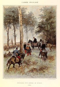 Jules Richard százados francia hadseregének típusai és egyenruhái, illusztrálta: Edouard Detaille (1848-1912): Egy hadosztálytábornok állománya 1884-ben, Magángyűjtemény alkotó: Jean Baptiste Edouard Detaille