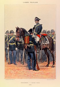 Jules Richard százados francia hadseregének típusai és egyenruhái, illusztrálta: Edouard Detaille (1848-1912): Gendarmerie en grande attire en 1887, Collection Partiale alkotó: Jean Baptiste Edouard Detaille
