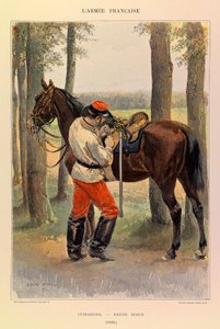 Jules Richard kapitány francia hadseregének típusai és egyenruhái, illusztrálta: Edouard Detaille (1848-1912): Cuirassier kisruhában 1885-ben, Magángyűjtemény alkotó: Jean Baptiste Edouard Detaille