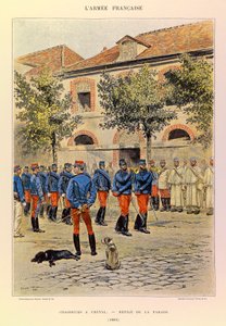 Jules Richard kapitány francia hadseregének típusai és egyenruhái, illusztrálta Edouard Detaille (1848-1912): Vadászok lóháton; Defile de la parade en 1886, Collection Partiale alkotó: Jean Baptiste Edouard Detaille