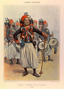 Jules Richard kapitány francia hadseregének típusai és egyenruhái, illusztrálta: Edouard Detaille (1848-1912): Zouaves: Dob vidéki ruhában 1886-ban, Magángyűjtemény alkotó: Jean-Baptiste Edouard Detaille