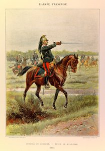 Jules Richard százados francia hadseregének típusai és egyenruhái, illusztrálta: Edouard Detaille (1848-1912): A Sárkányok tisztje manőverruhában 1885-ben, Magángyűjtemény alkotó: Jean-Baptiste Edouard Detaille