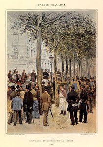 Jules Richard százados francia hadseregének típusai és egyenruhái, illusztrálta: Edouard Detaille (1848-1912): A hadügyminiszter állománya 1884-ben, Magángyűjtemény alkotó: Jean Baptiste Edouard Detaille