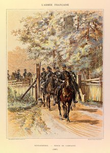 Jules Richard százados francia hadseregének típusai és egyenruhái, illusztrálta: Edouard Detaille (1848-1912): Csendőrség terepruhában 1887-ben, Magángyűjtemény alkotó: Jean Baptiste Edouard Detaille