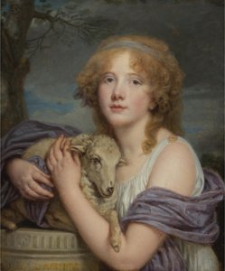 Mädchen mit einem Lamm von Jean-Baptiste Greuze