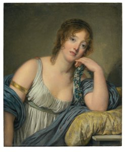 Jeanne Philiberte Ledoux (1767–1840) portréja, félalakos (olaj, tábla) alkotó: Jean Baptiste Greuze