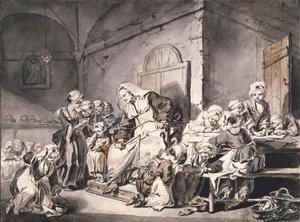 Greuze, Jean-Baptiste iskolai tanár (1725-1805). Toll, ecset, szürke és barna színű, akvarell papíron, méret: 27,8x33,8, kb 1764-1765, Állami Ermitázs, Szentpétervár alkotó: Jean Baptiste Greuze