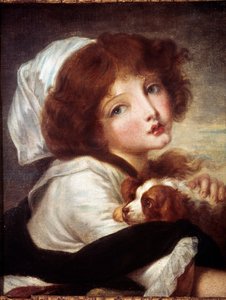Fiatal lány kis kutyával Jean Baptiste Greuze (1725-1805) festménye, 18. századi Párizs, Musee Cognacq Jay.