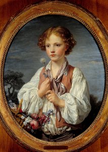 Junger Junge im Blumenkorb von Jean Baptiste Greuze (1761) von Jean Baptiste Greuze