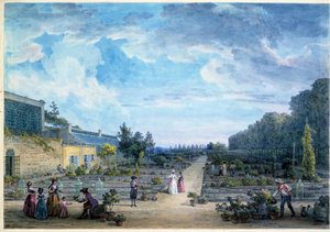 Kilátás a Jardin du Roi-ra (jelenlegi Jardin des Plantes) Jean Baptiste Hilaire (1753-1822) litográfiája 1794 Párizs, B.N. alkotó: Jean-Baptiste Hilaire