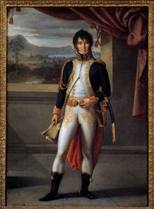 Portré en pied de Joachim Murat (1767-1815) marechal de France Jean Baptiste Joseph Wicar (1762-1834) festménye 1808 V. 0,56x0,73 m Lille, musee des Beaux Arts - Joachim Murat (1767-1815), Franciaország marsalljának egész alakos portréja. Festménye: Jean B