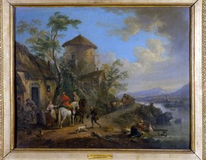 Vidéki jelenet: „A kengyel ütése” – J. B. Lallemand (1716 - 1803) festménye, 17. század vége, Dijoni Szépművészeti Múzeum.