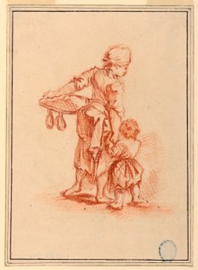 Rajz, Gyermeket vezető nő, 1750-75 alkotó: Jean Baptiste Le Prince