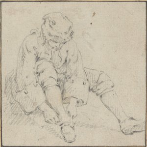 Férfi húzza a cipőjét alkotó: Jean Baptiste Le Prince