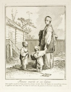 Házas nő és gyermekei, ötödik tábla a Divers Habillements des Peuples du Nordtól alkotó: Jean Baptiste Le Prince