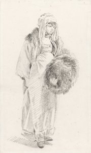 Orosz nő prémes muffal, 1758 és 1761 között