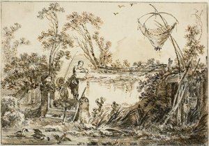 Tanulmány a Frontispiece számára, a Varie Vedute del Gentile számára alkotó: Jean Baptiste Le Prince