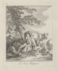 A fiatal pásztorlány, második tábla az északi népek vegyes ruházatából, 1765 alkotó: Jean Baptiste Le Prince