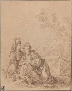 Két orosz ül a tájban alkotó: Jean Baptiste Le Prince