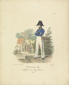 egészségügyi tiszt, 1820-1825 holland hadsereg. 1. egészségügyi tiszt A Holland Királyság katonai jelmezei. Őexcellenciájának, Willem van Bylandtnak szentelve (a sorozat címe a tárgyon)